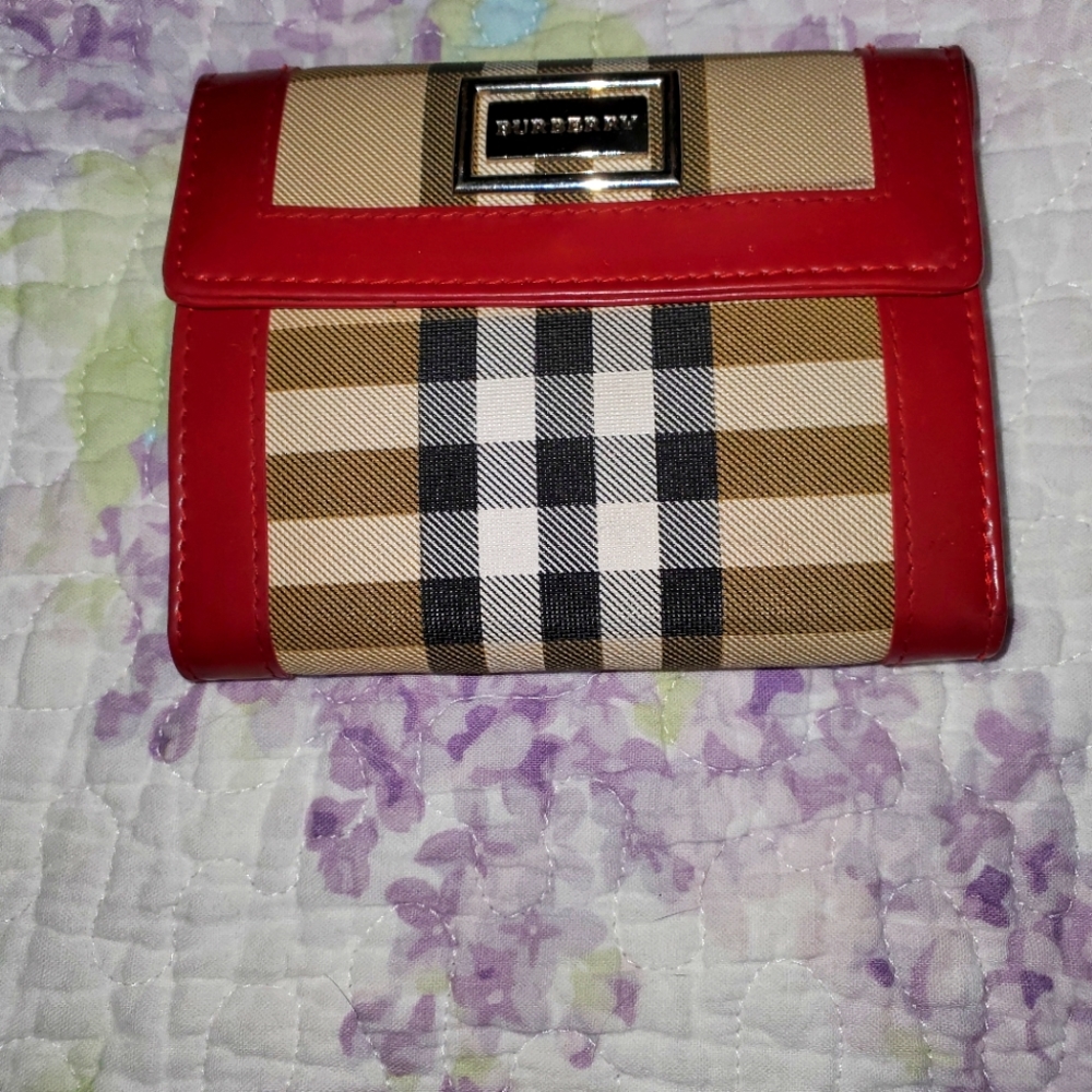 Burberry Haymarket check coated canvas abd leather wallet